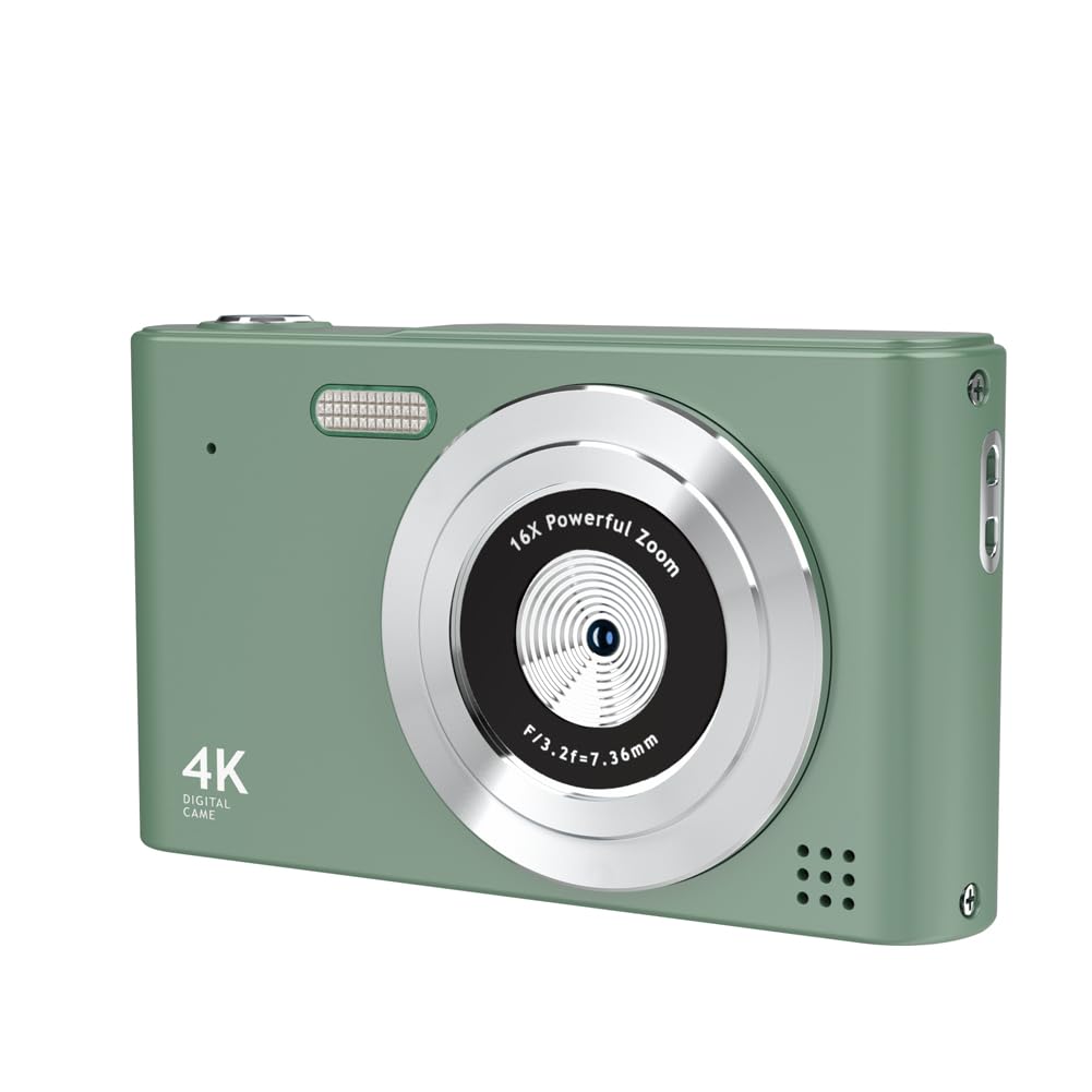 Fegtrtyoa HD 1080P 2.4 Inch Digital Camera - 16x Zoom Rechargeable Compact Camera with 240x320 Resolution (Green) | Perfect for Travel, Vlogging & Everyday Photography