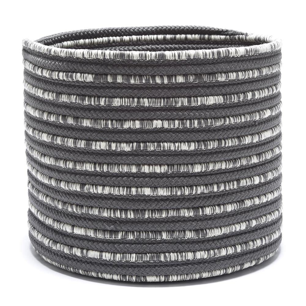 19 x 19 x 15 Inch Granada Gray Round Woven Storage Basket - Perfect for Home Organization, Laundry, Toys, and Blankets Storage | Stylish Decorative Basket for Living Room, Bedroom, or Bathroom