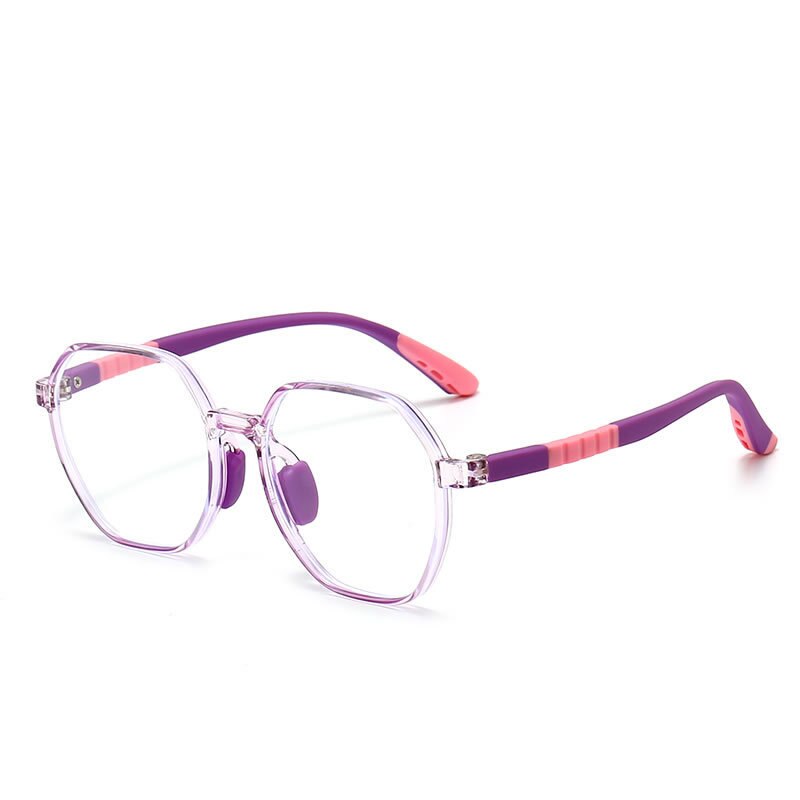 CCspace Unisex Youth Full Rim Polygon TR90 Silicone Eyeglasses Frame 54667 - Lightweight Durable Glasses for School, Sports & Everyday Wear