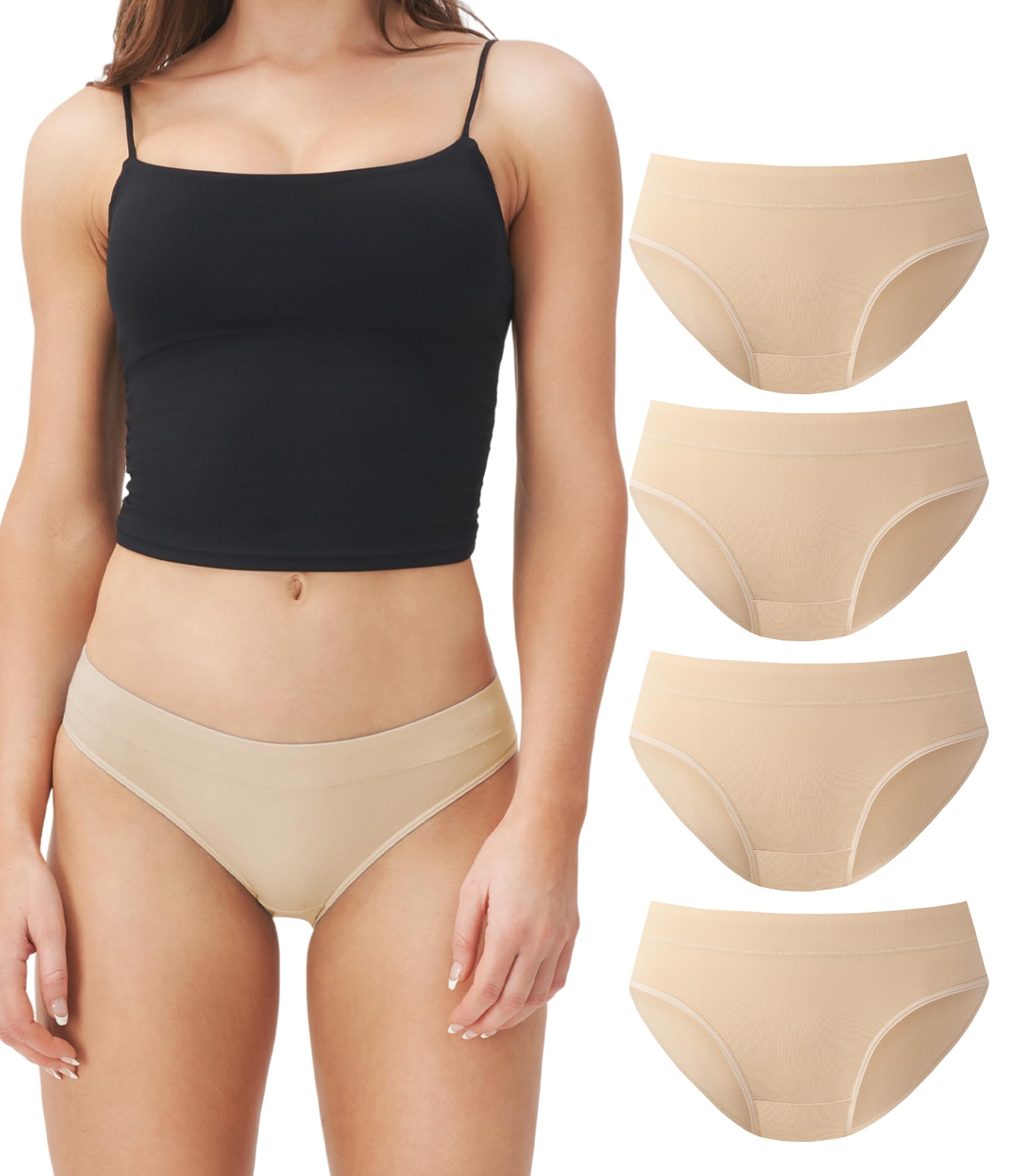 DAVID ARCHY Women's Cotton Bikini Underwear - Breathable Low Rise Soft Stretch Hipster Panties Multipack (3/5 Pack) | Comfortable Everyday Wear, Yoga, Sleep & Lounge