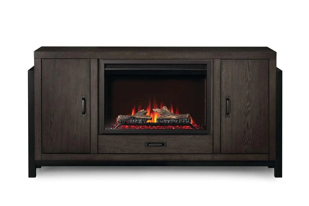 Napoleon Franklin 30'' Oak Media Console with Electric Firebox - Perfect for Living Room Home Theater & Cozy Fireplace Ambience
