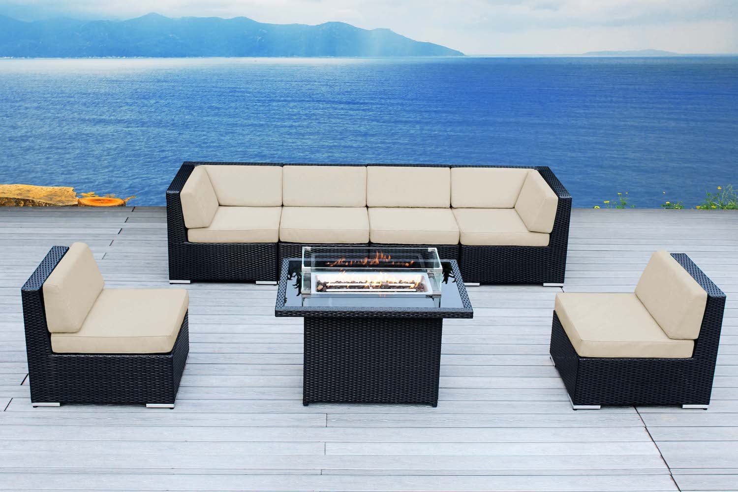 Outdoor Patio Furniture 7-Piece Sectional Set with 42