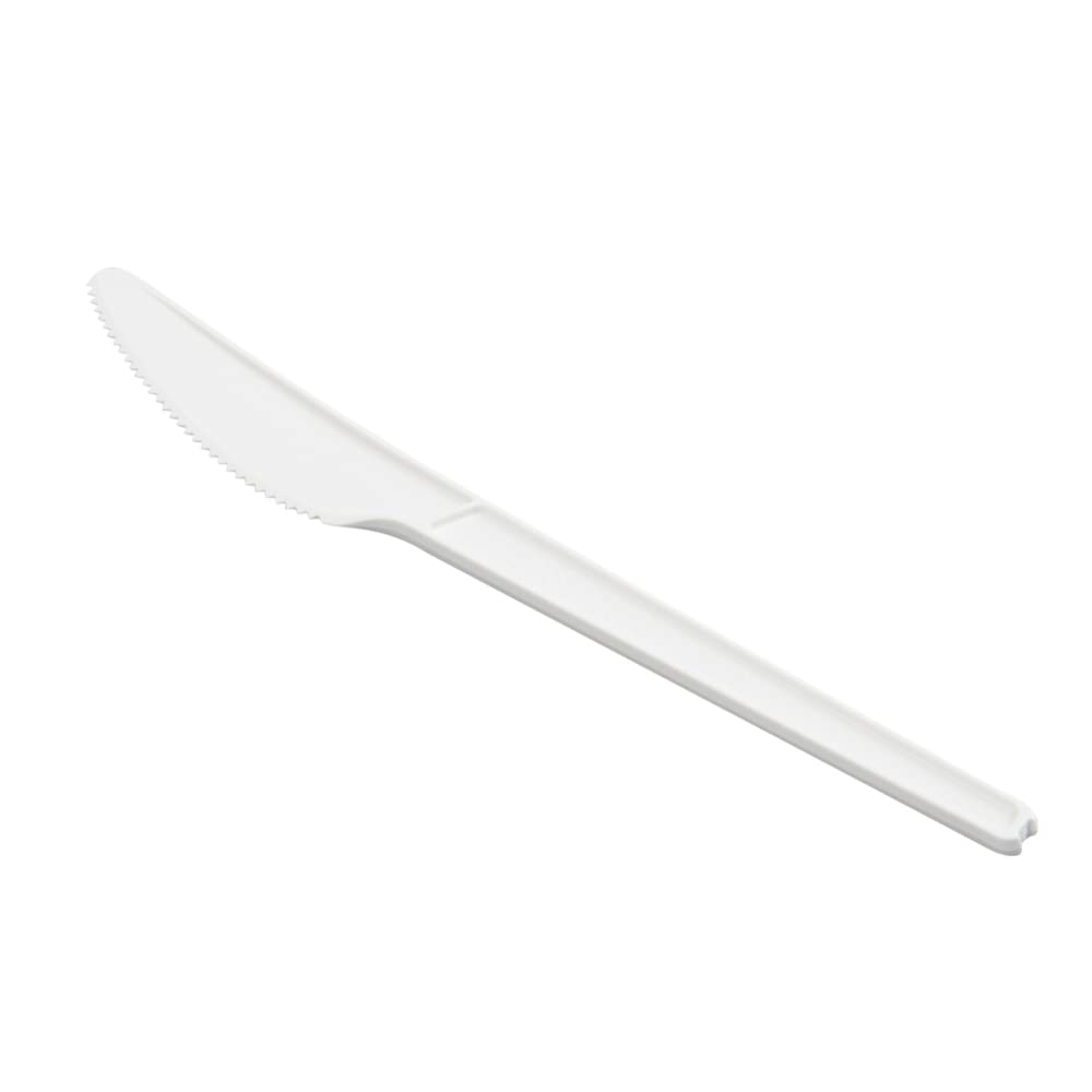 6.5 Inch Compostable Knives - 250 Individually Wrapped Plant-Based Cutlery Set | BPI-Certified CPLA Disposable Silverware for Hot & Cold Foods | Eco-Friendly Restaurantware for Parties, Picnics & Catering