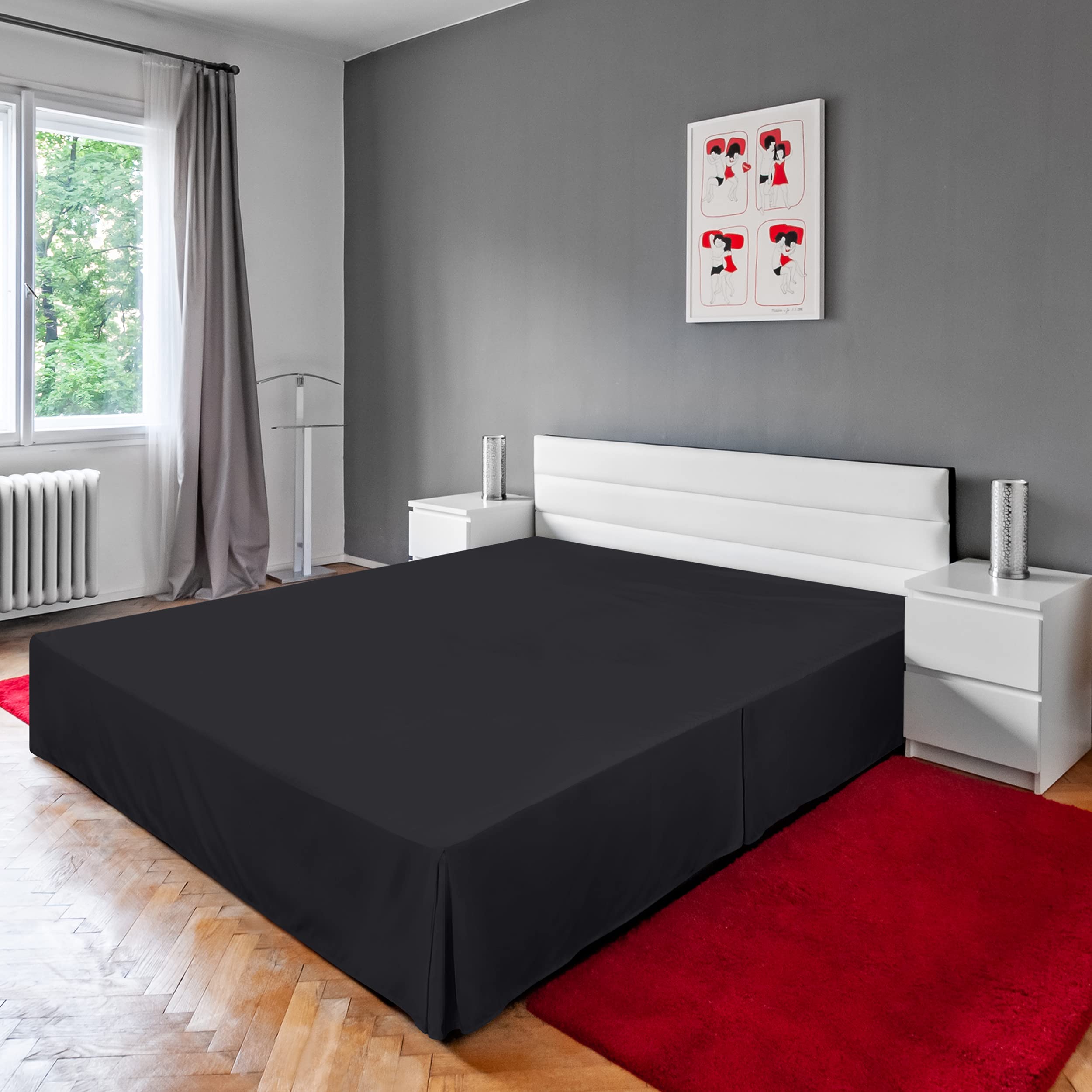 Utopia Bedding King Size Bed Skirt - Soft Quadruple Pleated Ruffle Design with 16 Inch Tailored Drop - Premium Hotel Quality, Shrink & Fade Resistant - Perfect for Master Bedrooms & Guest Rooms (King, Black)