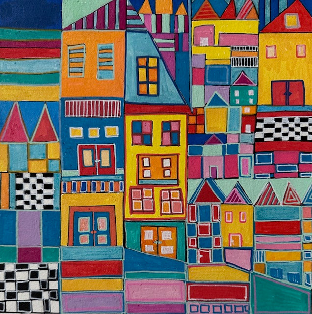 Dora Ficher: I See Some Red Roofs - Beautiful Art Print for Home Decor, Office Wall Art, and Gift Ideas