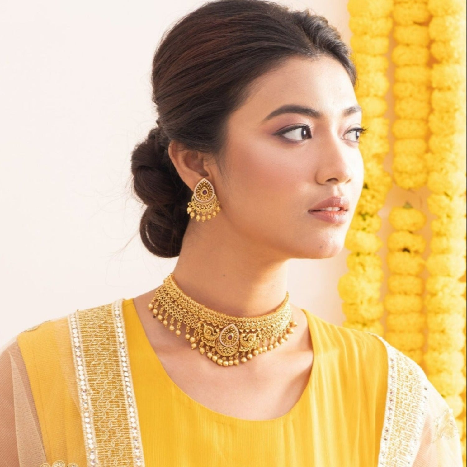 Vintage Temple Classic Antique Choker Necklace Set - Boho Ethnic Jewelry for Women, Perfect for Festivals, Weddings & Special Occasions