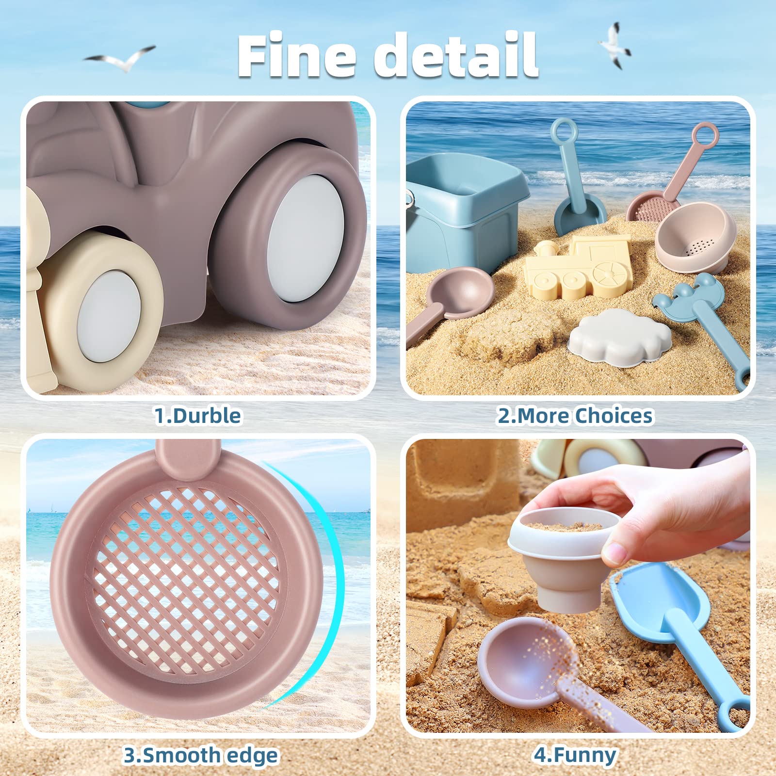 QLT Beach Toys for Toddlers & Kids - Sand Play Set with Train Truck, Bucket, Scoop, Trowel, Colander, Rake & Castle Molds - Durable Sandbox Toys in Gift Box - Perfect for Beach, Backyard & Outdoor Play