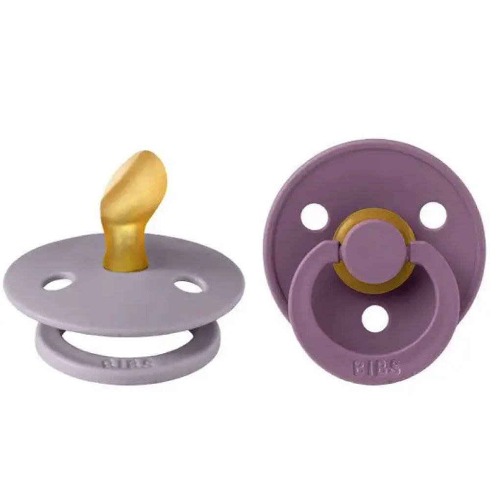 Bibs Original Color Collection Anatomical Latex Pacifier 2-Pack - Grey/Mauve | Soothing Baby Pacifiers for Day & Night Comfort