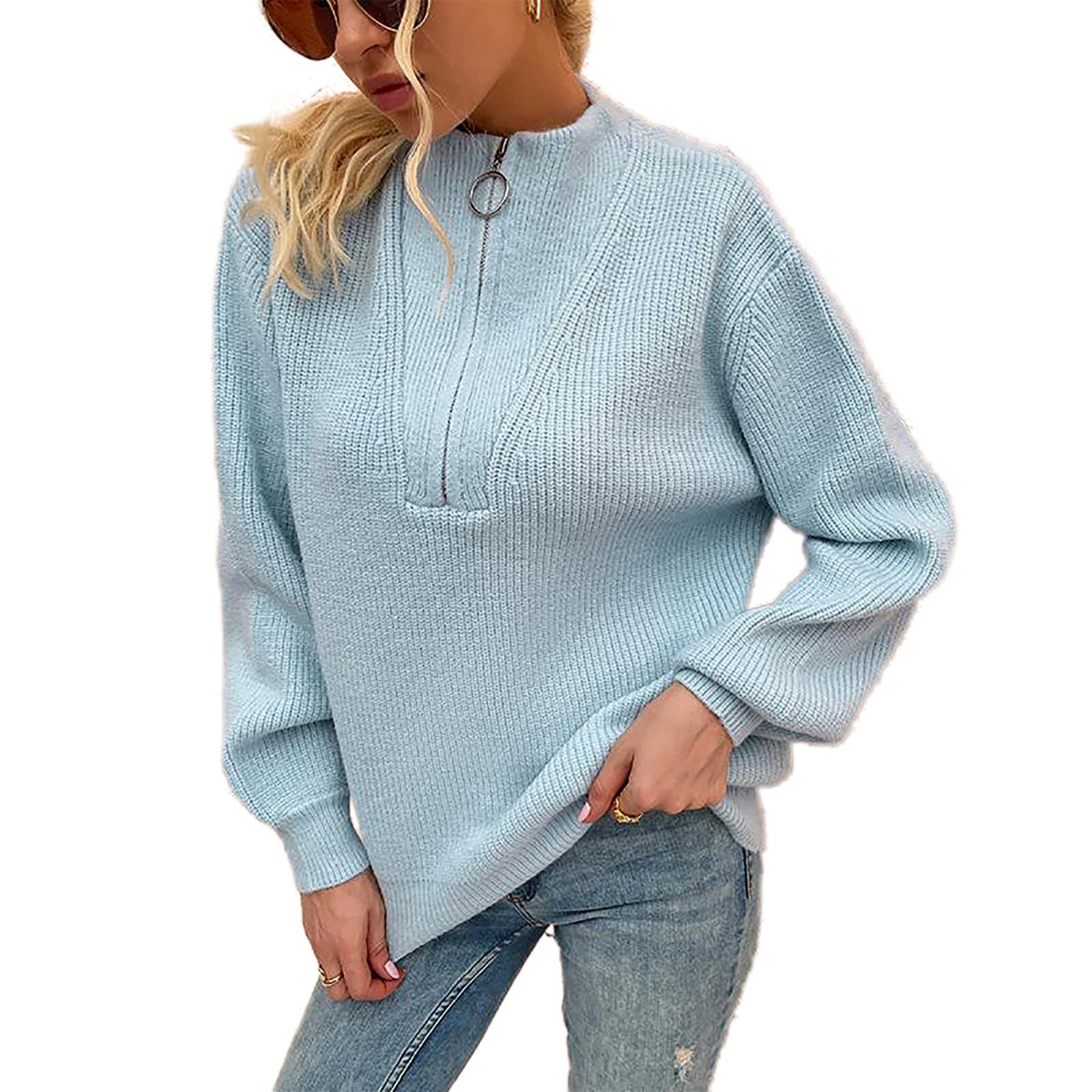 Women's Fashion Long Sleeve Zipper Pullover Sweatshirt - Casual Zip Up Hoodie Tops for Everyday Wear | Perfect for Workout, Lounge & Street Style Outfits