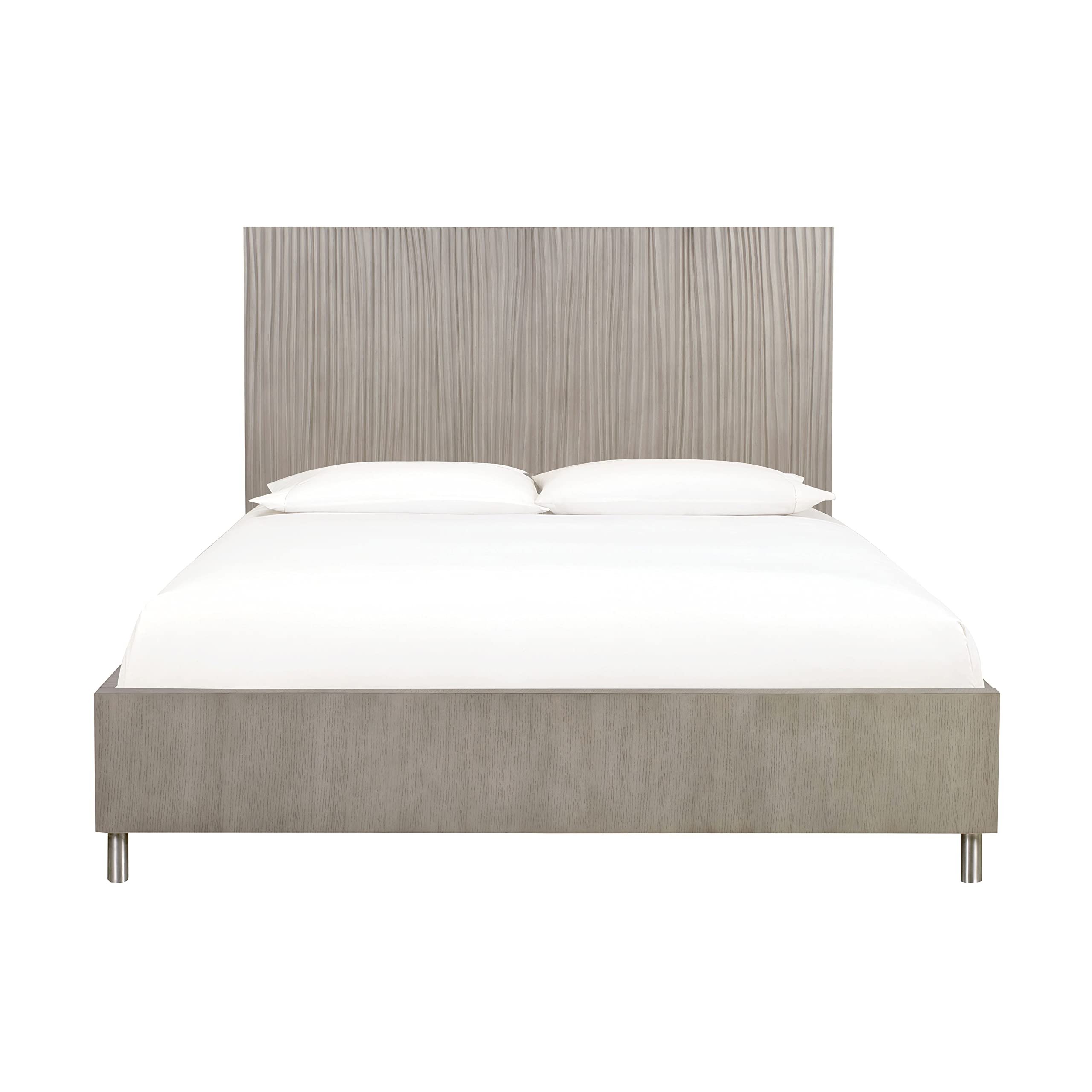 Modus Furniture Solid Wood King Size Platform Bed Frame in Argento Misty Grey - Sturdy & Stylish for Modern Bedrooms, Guest Rooms & Master Suites