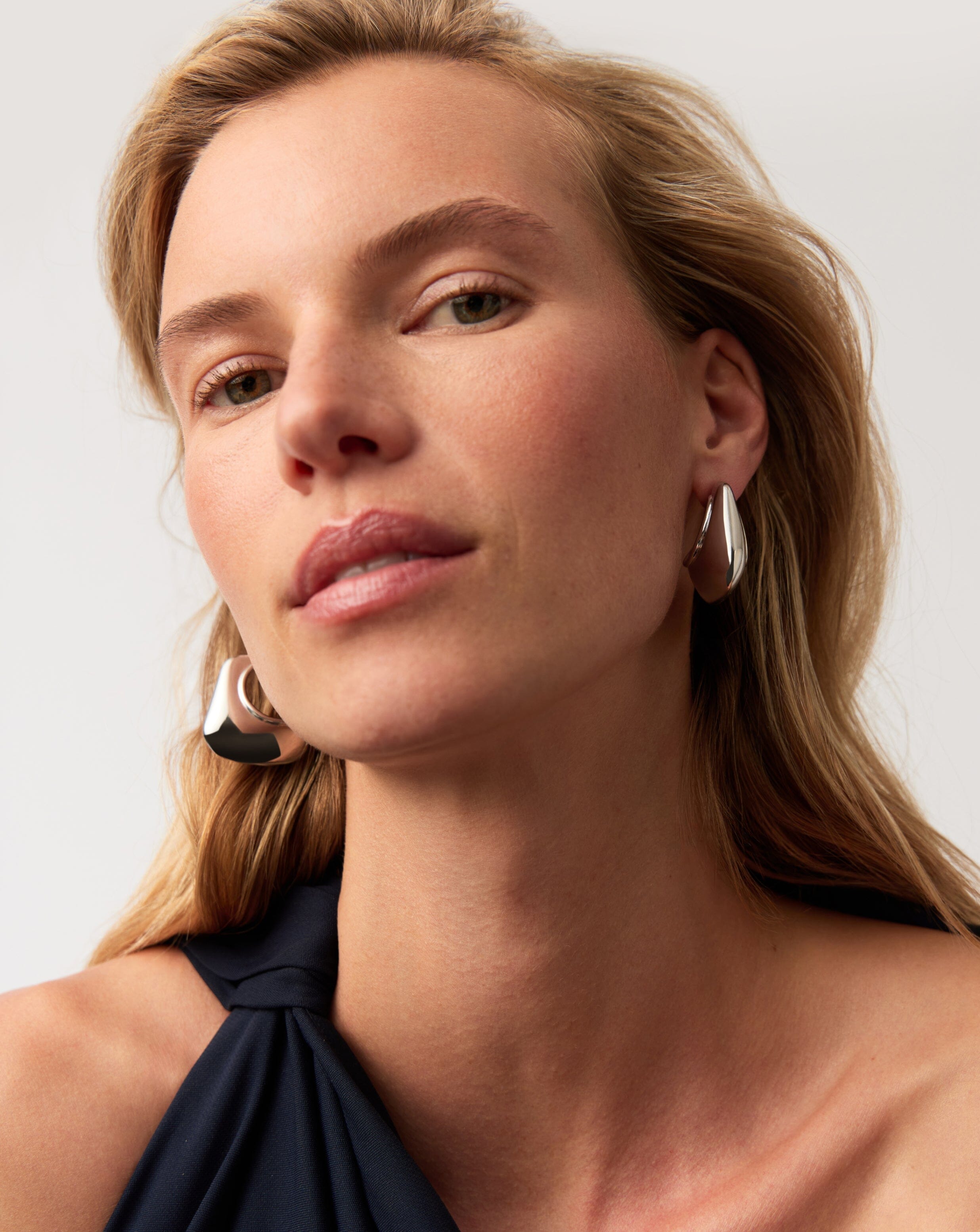 Hera Dome Large Hoop Earrings for Women - Silver Plated Fashion Jewelry | Perfect for Parties, Weddings & Everyday Wear