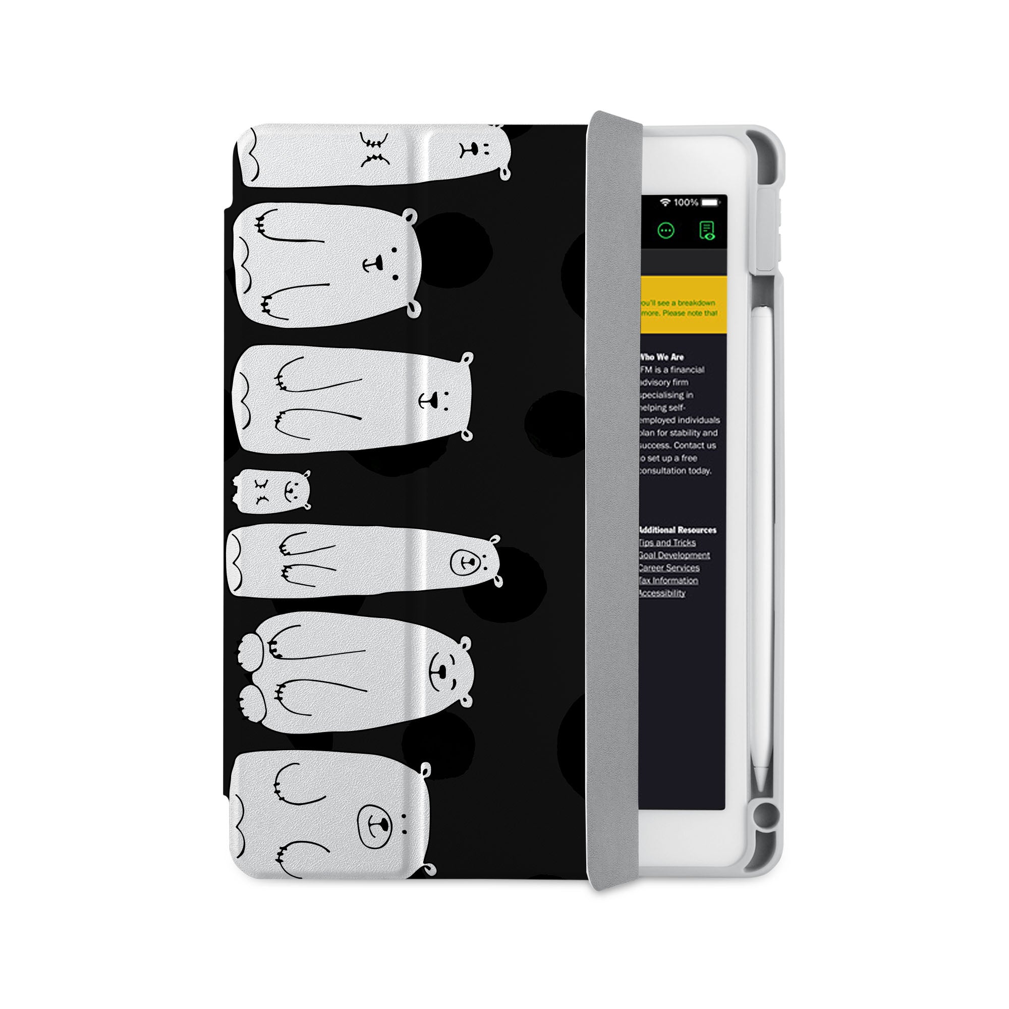 Premium iPad 360 Elite Case with Bear Design - Shockproof Protective Cover for iPad Pro/Air/Mini - Perfect for Work, Travel & Home Use