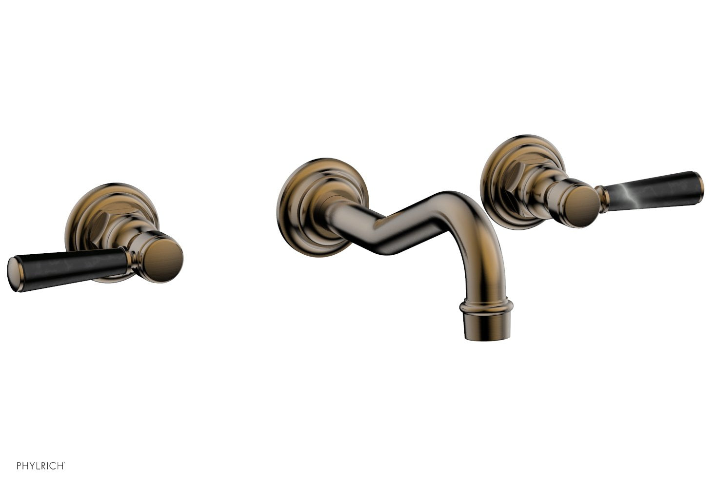 HENRI Wall Mounted Tub Faucet Set with Marble Lever Handles - 161 58 - Perfect for Modern Bathroom Renovations & Spa-Like Showower Experiences