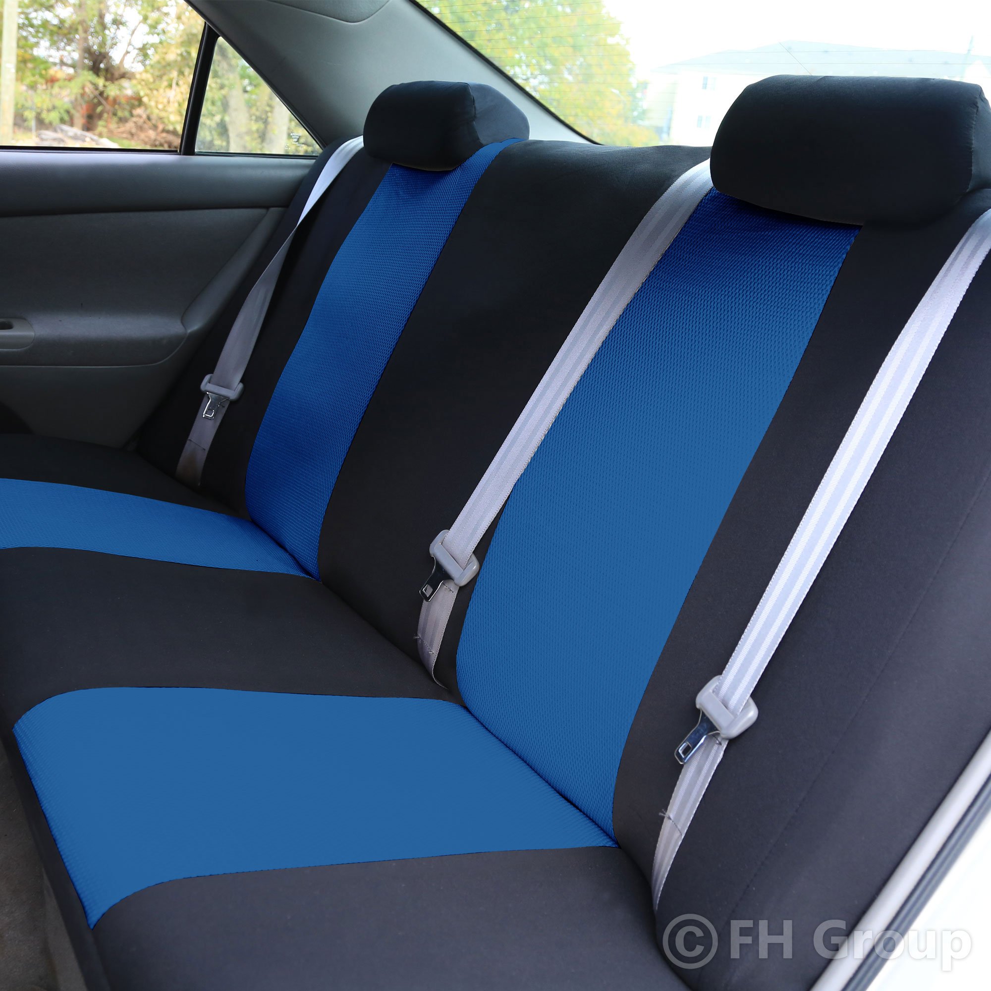 FH Group Universal Car Seat Covers Set - Blue Cloth for SUV, Sedan, Van | Home & Travel Comfort