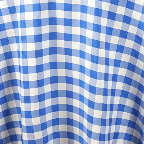 10 Pack Blue Gingham Checkered Polyester Tablecloths - 108 Inch Round for Wedding, Party, Catering & Home Decor - Washable & Wrinkle Resistant Table Linens