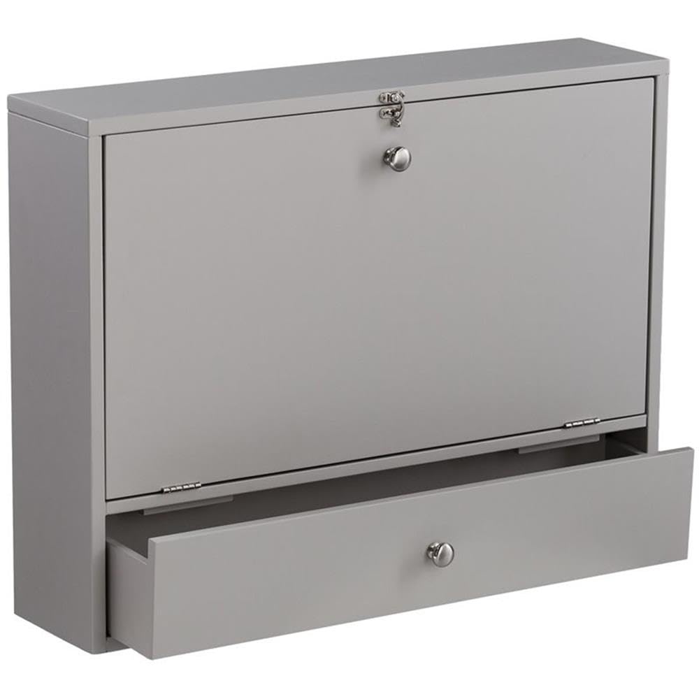 SEI Furniture Benwick Wall Mount Laptop Desk - Space Saving Floating Desk for Small Spaces, Home Office & Dorm Room, Gray - Perfect for Work, Study & Remote Learning