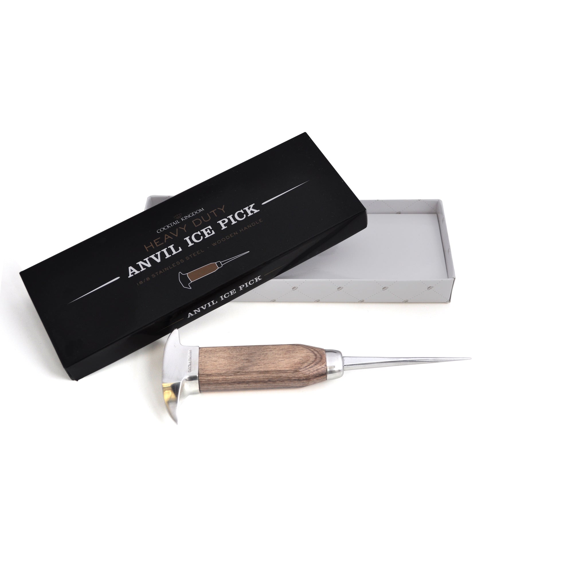 ANVIL™ Stainless Steel Ice Pick with Wood Handle - Durable Ice Breaker Tool for Bartending, Kitchen & Outdoor Camping Use