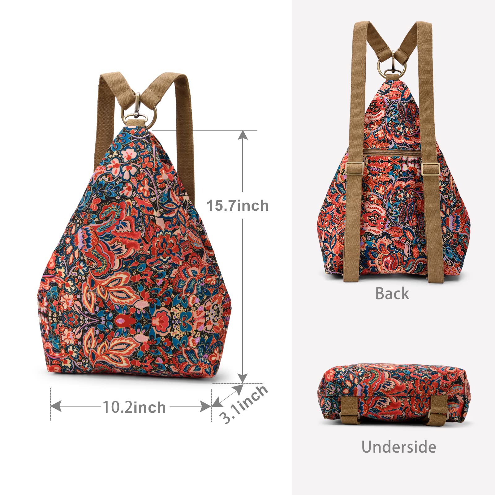 Bohemian Style Black Butterfly Women's Backpack - Fashionable Small Casual Daypack & Purse for Travel, Work & College (Red)