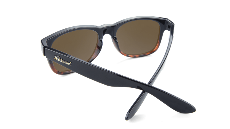 Fort Knocks Glossy Black & Tortoise Shell Fade Amber Sunglasses - Polarized UV Protection for Driving, Beach & Outdoor Activities