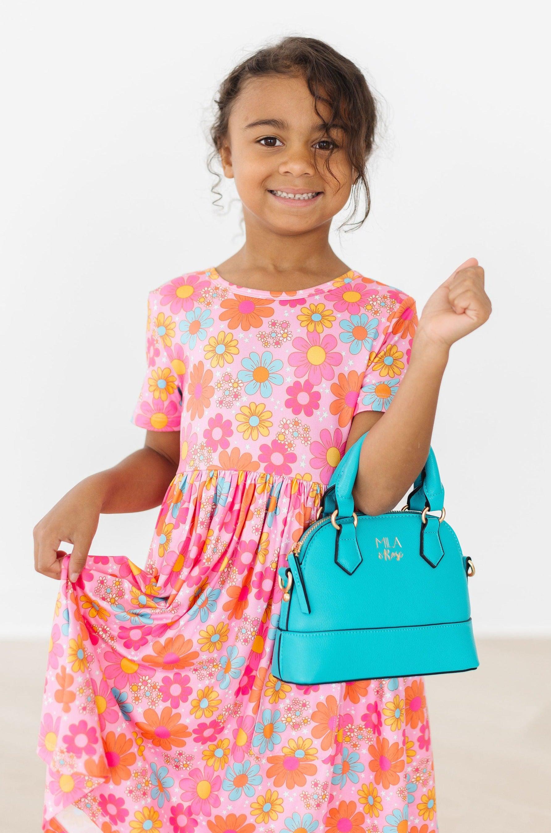 Petal Pop Short Sleeve Pocket Twirl Dress - Flowy Summer Dress for Women, Perfect for Beach, Parties & Casual Outings