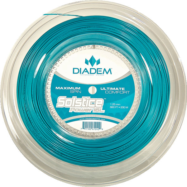 Diadem Solstice Power 16L/1.25mm Tennis String Reel (Teal) - Premium Polyester String for Tennis Rackets | Great for Control & Durability in Competitive Play