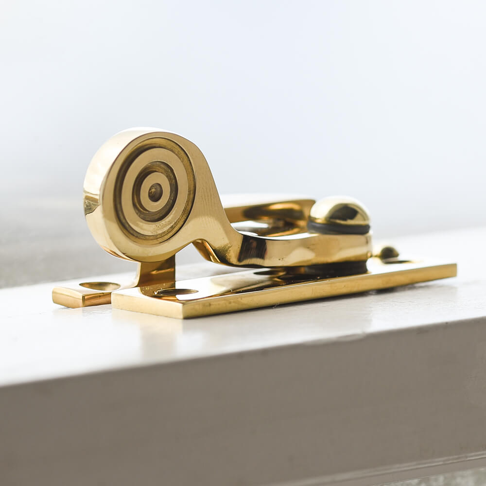 Polished Brass Claw Sash Window Fastener - Vintage Style Window Locks for Home Security - Perfect for Traditional & Historic Houses, DIY Home Improvement Projects