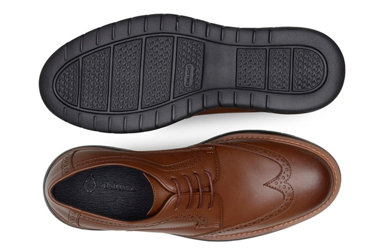 Ahimsa Vegan Leather Harry Brogue Shoes in Cognac - Wide Width Comfort for Men | Perfect for Office, Casual Wear & Formal Occasions