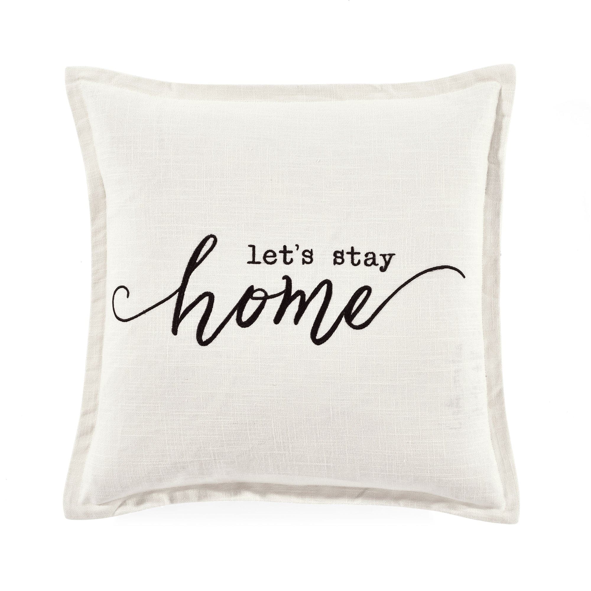 Let's Stay Home Script Decorative Pillow Cover - Cozy Farmhouse Style Cushion Case for Sofa, Bed & Nursery - Perfect for Home Decor, Gift Giving and Relaxation