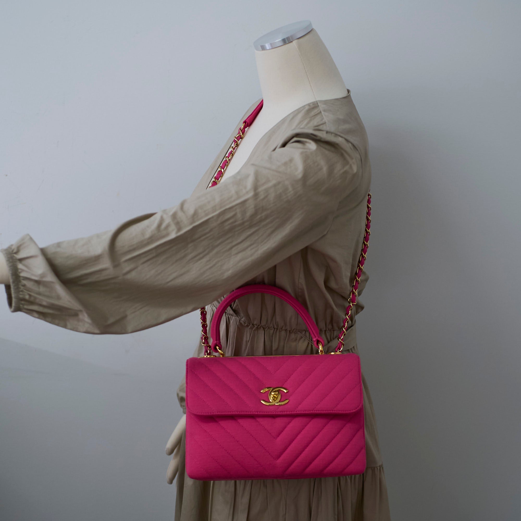 Chanel Trendy CC Small Pink Chevron Canvas Crossbody Bag - Perfect for Date Night & Special Occasions