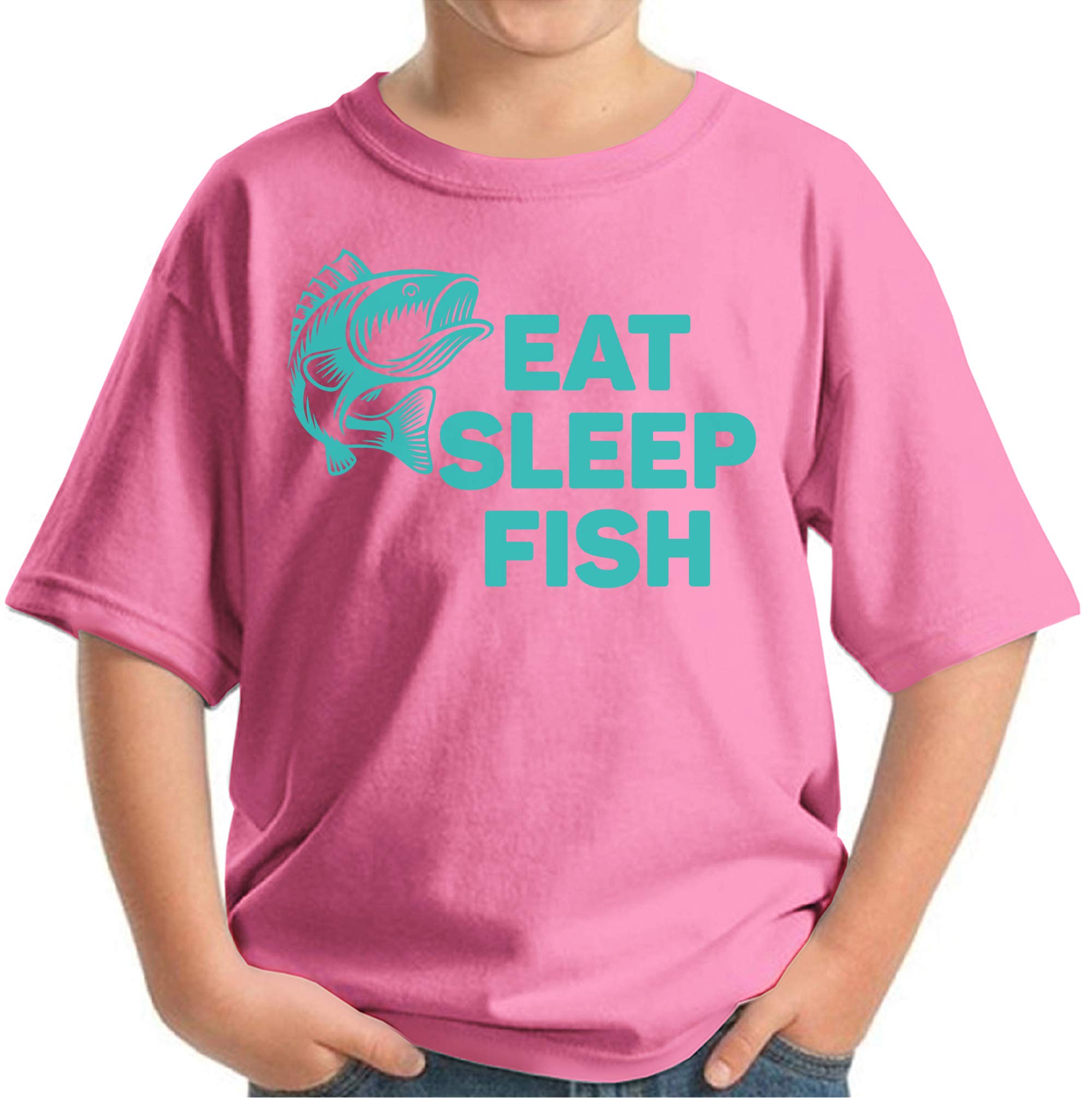 Eat Sleep Fish Kids T-Shirt - Funny Fishing Shirt for Boys - Perfect Gift for Young Fishing Lovers - Ideal for Fishing Trips, Outdoor Adventures & Casual Wear