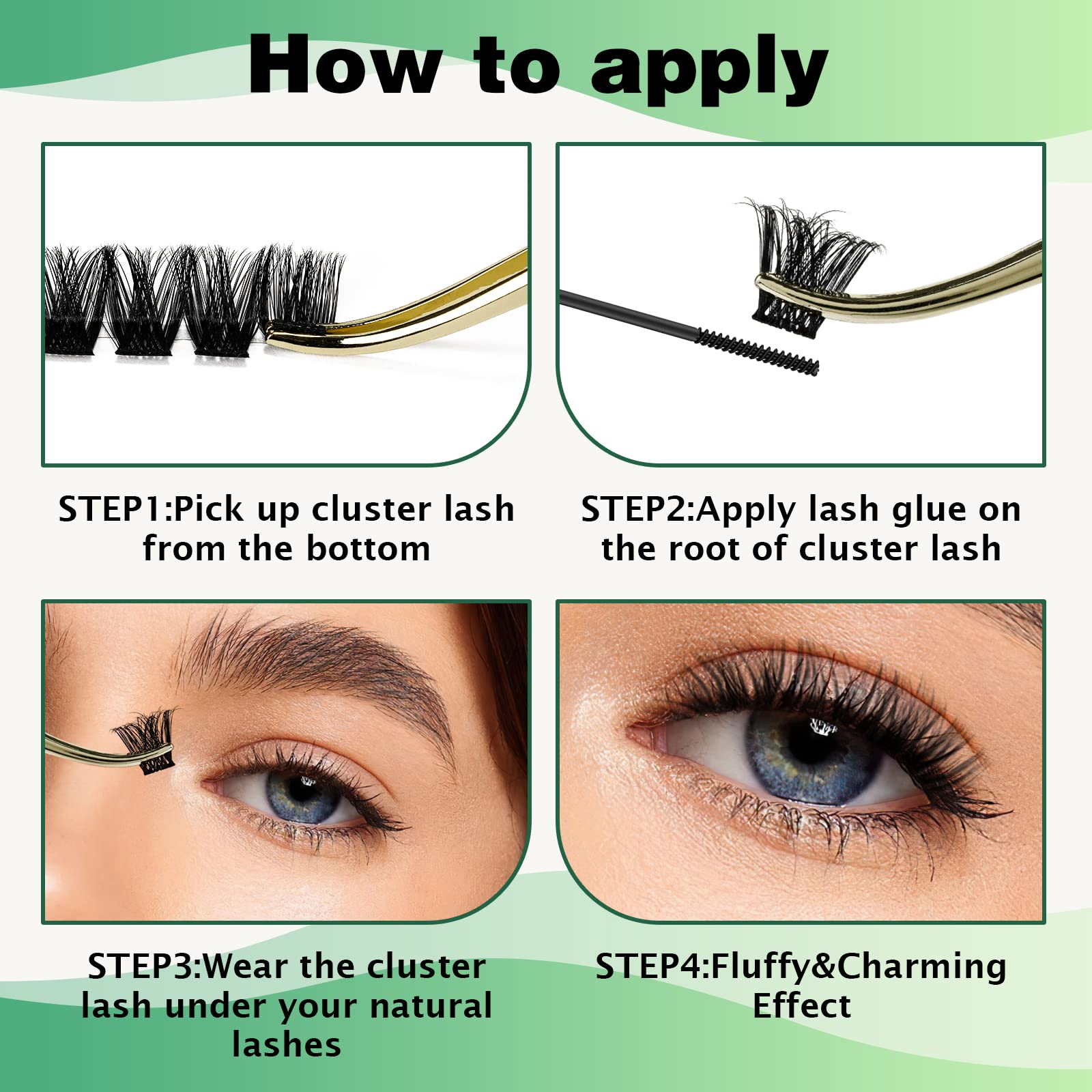 KEYYOU 96pcs Individual Lash Clusters - D Curl 8-18mm Mixed Length Volume Wispy Lashes for Natural & Dramatic Look | Soft, Comfortable & Easy DIY at Home | Perfect for Parties, Weddings & Daily Wear (Y01, D-8-18MIX)