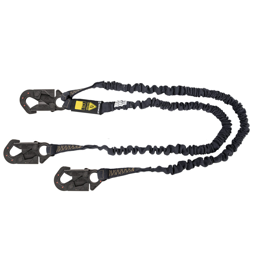Arc Flash 6' Internal Energy Absorbing Lanyard - Aramid Fiber, Dual Leg Safety Harness with Dielectric Snap Hooks | Fall Protection for Electrical Workers & Industrial Safety Gear