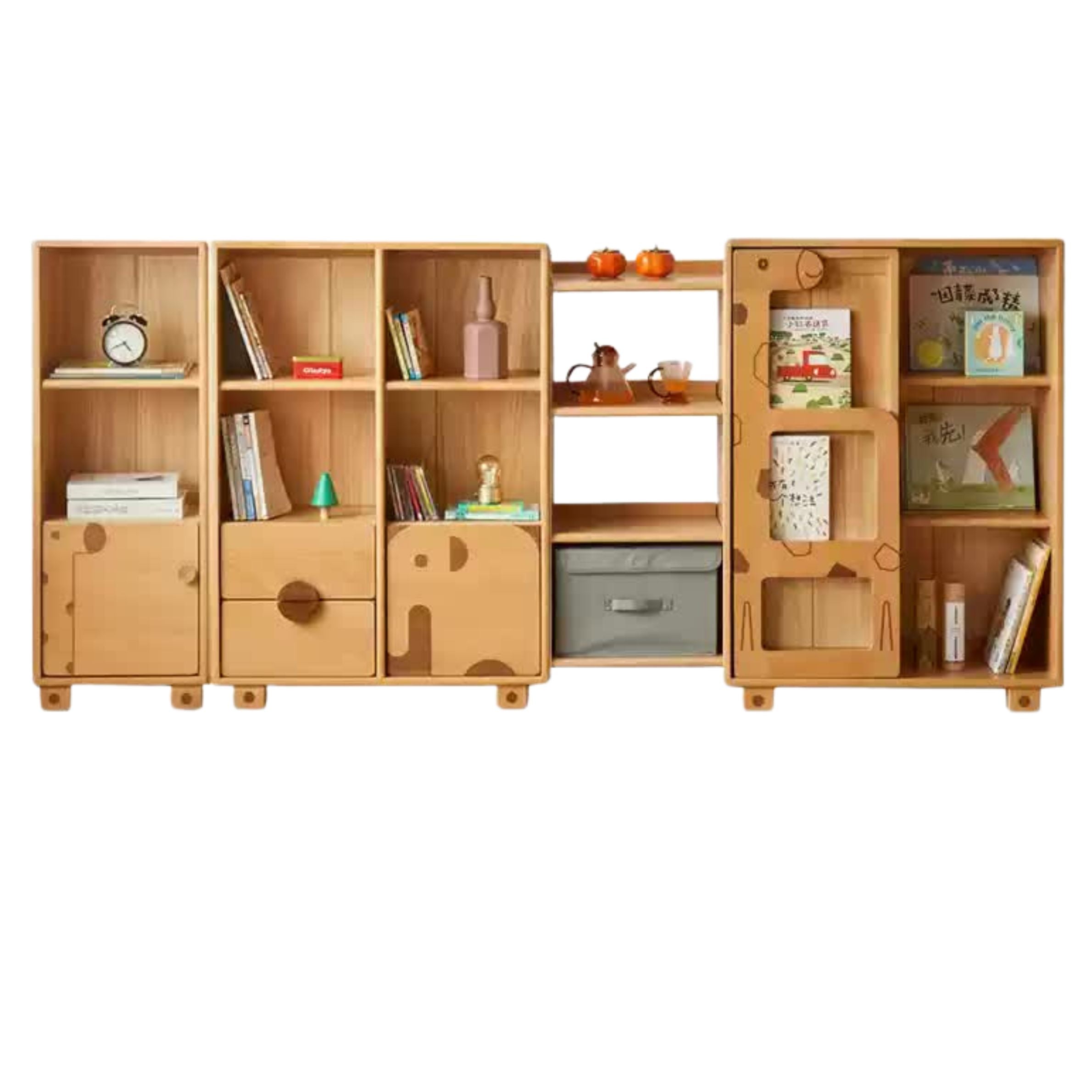 74.1x 12.6x40.9 inch /188x32x104 сm /  Natural Wood Color / Bookcase ADBDC