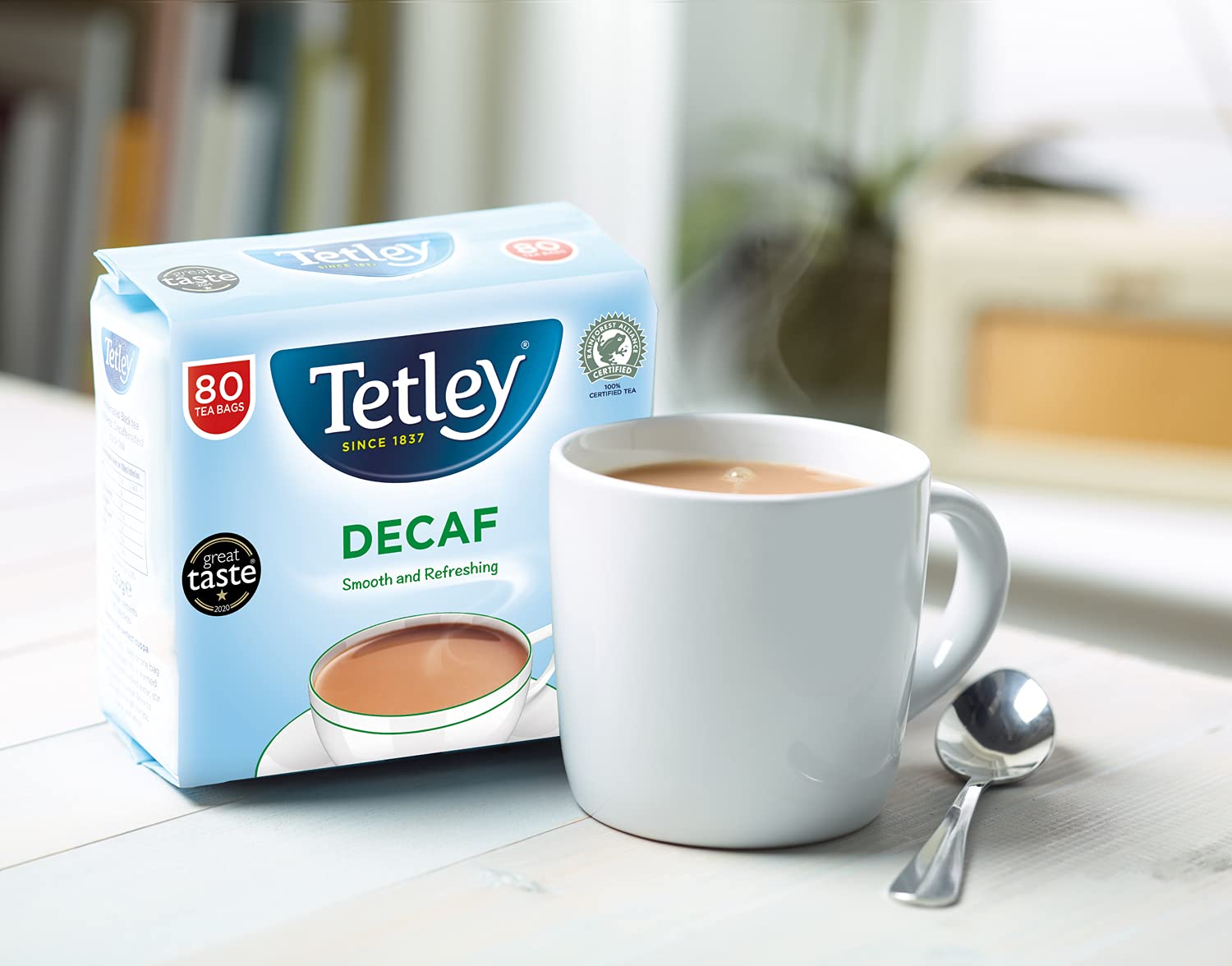 Tetley Original Decaf Tea Bags - 6 Packs (960 Count) | Caffeine-Free Black Tea for Relaxation & Evening Enjoyment | Perfect for Home, Office & Gift Giving