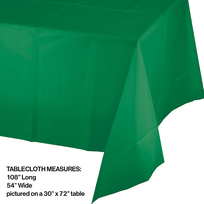 12-Pack Bulk Emerald Green Plastic Table Covers - Disposable & Value-Friendly for Parties, Picnics, and Events
