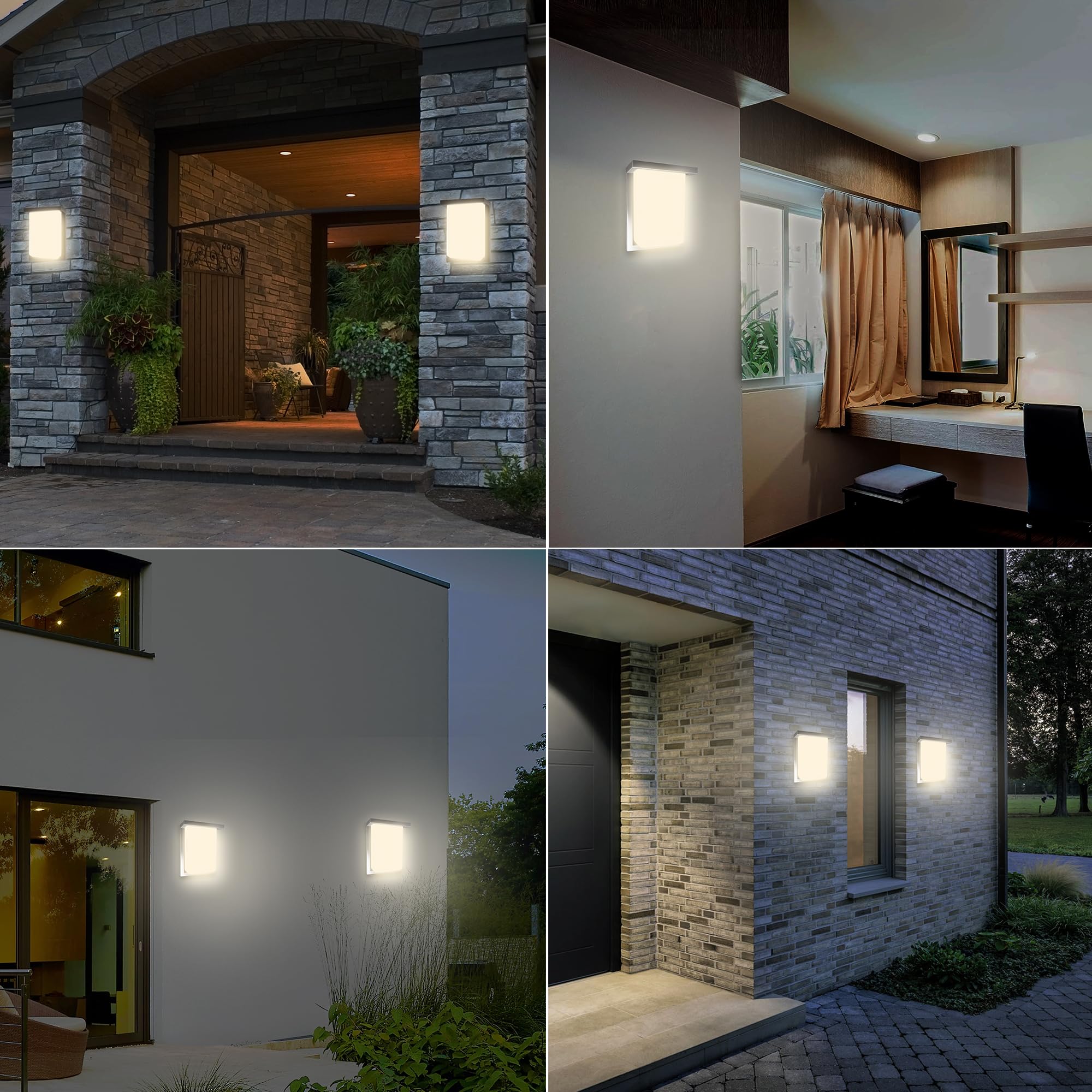 LEDMyplace 12W Outdoor Wall Light Fixtures - 5000K Cool White, 600 Lumens, Silver Finish Waterproof Porch Lights for House Front Door, Patio & Entryway | Perfect for Exterior Lighting, Home Security & Landscape Illumination