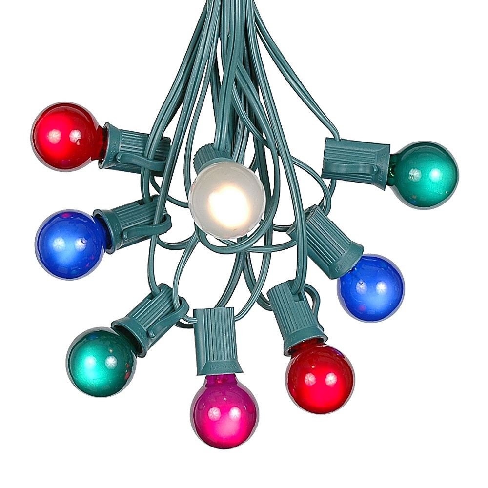 100 Foot G30 Outdoor Patio String Lights with 125 Multi Globe Bulbs - Indoor/Outdoor Waterproof Hanging Lights for Garden, Backyard, Bistro & Café - C7/E12 Base Green Wire - Perfect for Weddings, Parties & Decoration
