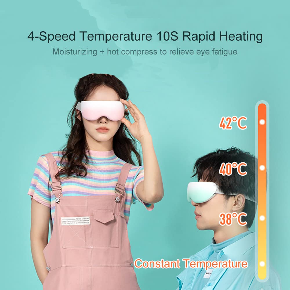 Rechargeable 1000mAh Eye Steamer for Dry Eyes Relief - Bluetooth Music Steam Eye Mask with Portable Eye Sprayer - Reduce Eye Strain, Dark Circles & Puffy Eyes - Improve Sleep & Relaxation - Grey - Perfect for Office, Travel & Home Use