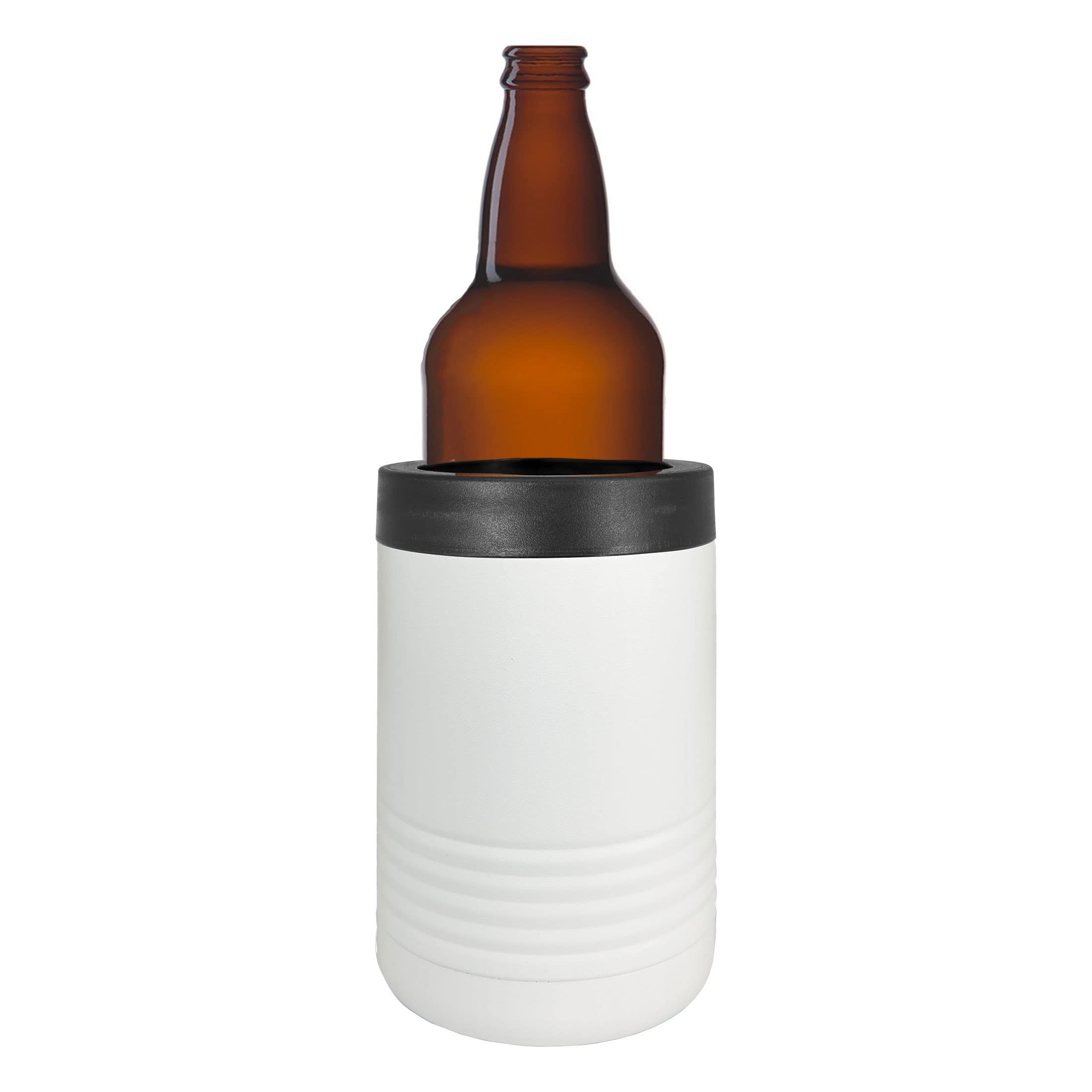 Personalized Stainless Steel Engraved Insulated Beverage Holder - Custom Aluminum Can & Glass Bottle Cooler (White) - Perfect for Outdoor Picnics, Camping & Office Use