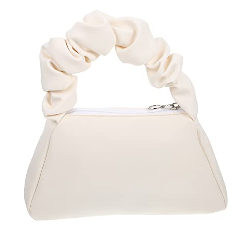 FOMIYES Wrinkled Handbag Cosmetic Makeup Organizer Bag | French Style Clutch Purse for Women | Small Phone Wallet with Money Storage | Summer Beach Tote | White | Perfect for Travel, Parties & Daily Use