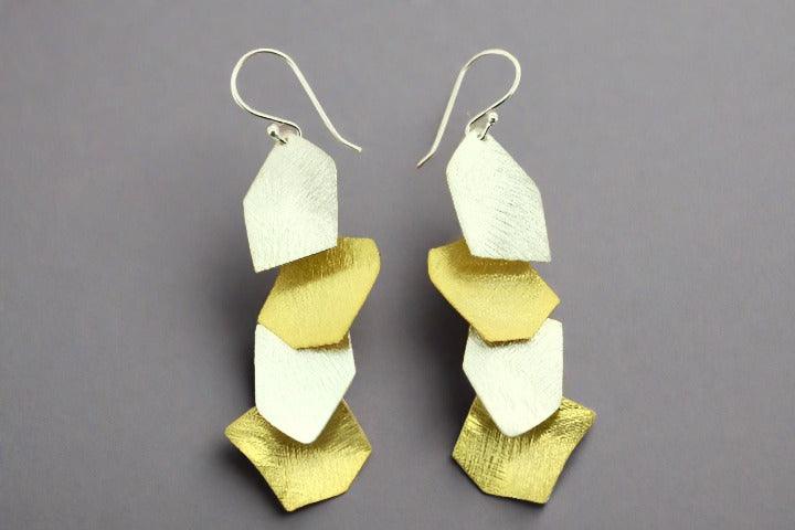 4-Piece Shard Earrings Set - Gold Plated Sterling Silver Jewelry for Women - Perfect for Parties, Weddings & Everyday Wear