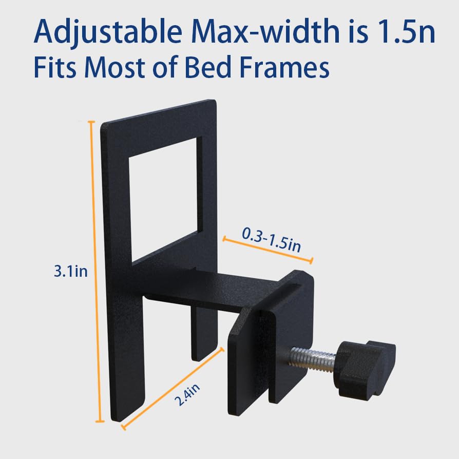 Non-Slip Mattress Grippers for Metal Bed Frames - 6PC Adjustable Anti-Slip Baffles, Black Mattress Holders to Keep Mattress in Place - Perfect for Queen/King Size Beds, Bedroom Furniture Stability & Noise Reduction
