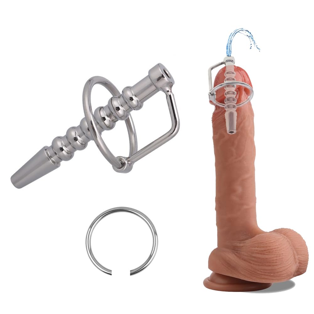 Premium Hollow Stainless Steel Urethral Sounds Penis Plug with Cock Ring - 2.83 Inch Urethral Dilator for Men | Enhance Pleasure & Stretching During Intimate Play & BDSM Scenes