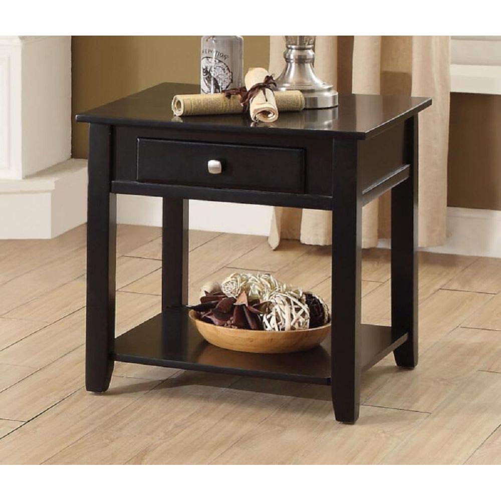 Black Side Table for Couch - Small End Table for Living Room, Bedroom & Small Spaces - Perfect Snack Table for Sofa, TV Watching & Reading Nook