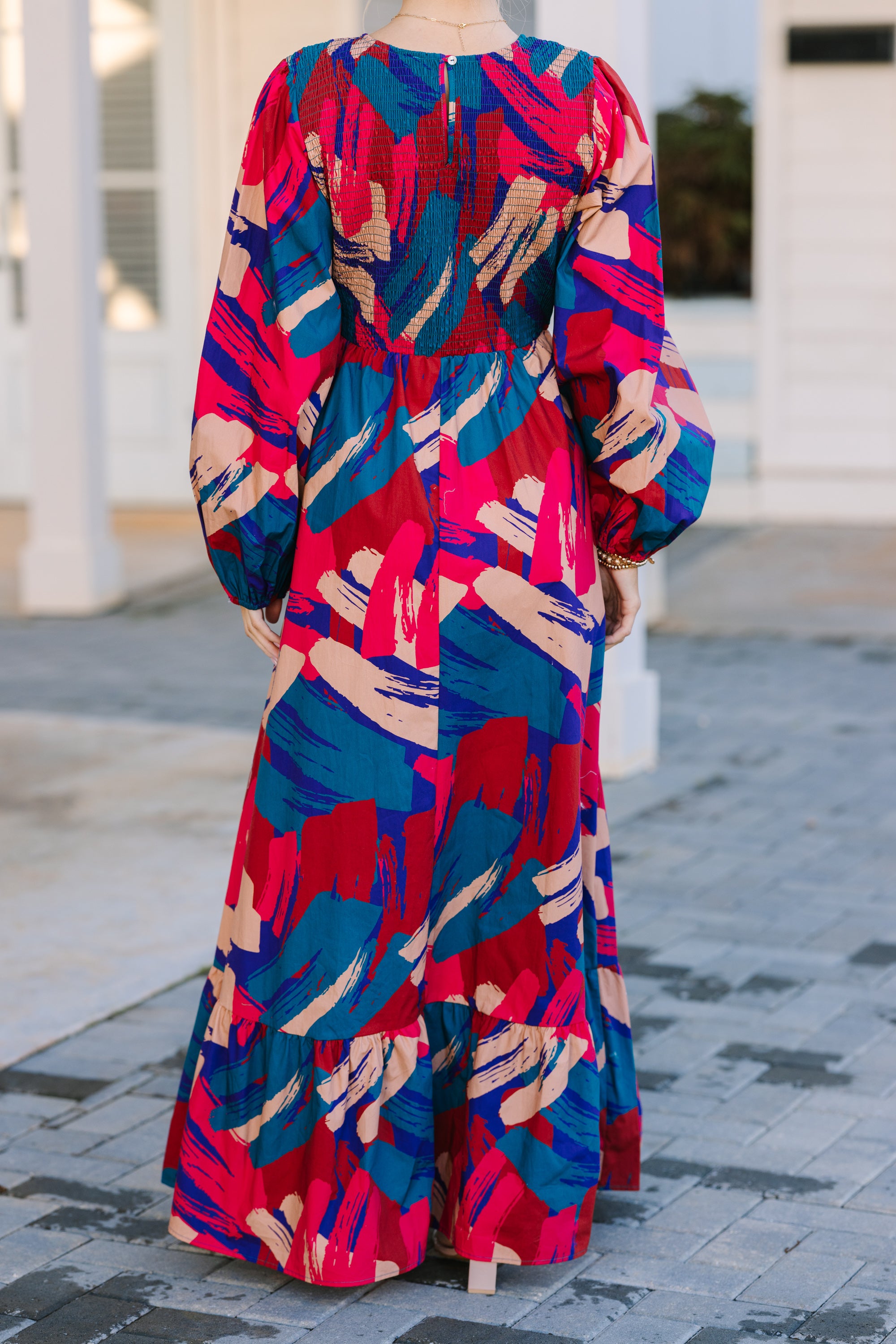 Red Tropical Maxi Dress for Women - Flowy Summer Beach Dress with V-Neck & Side Slit - Perfect for Vacation, Pool Party & Boho Outfit
