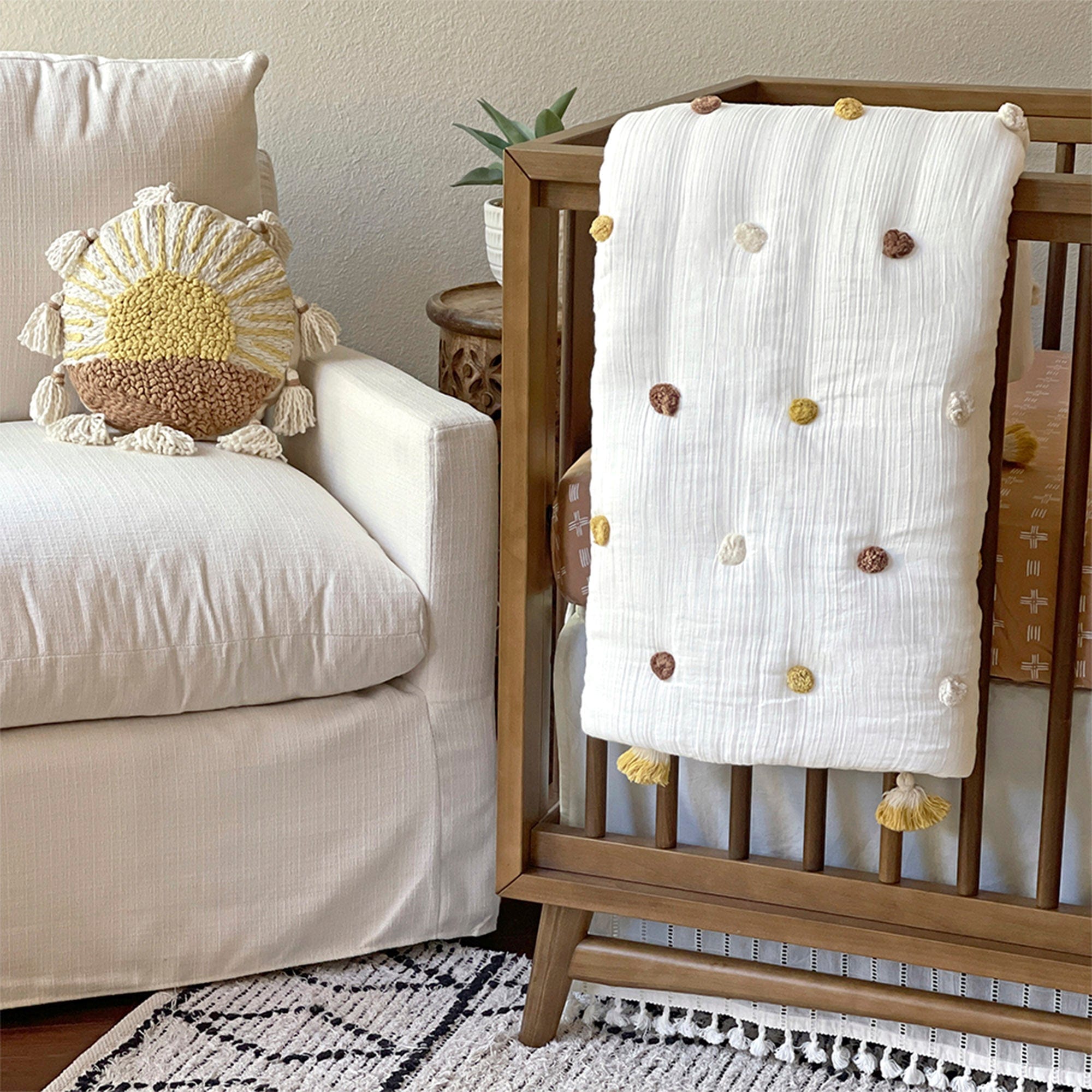 Organic Cotton Baby Sunshine Pillow Cover with Fill & Storage Bag - Soft Nursery Pillowcase for Newborns & Toddlers - Perfect for Crib, Stroller & Travel Use