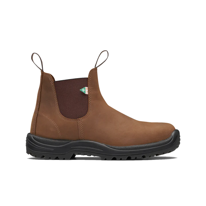 Blundstone 164 Work & Safety Boots - Saddle Brown Leather for Men & Women | Slip-Resistant, Steel Toe, Comfortable for Construction, Outdoor & Industrial Work