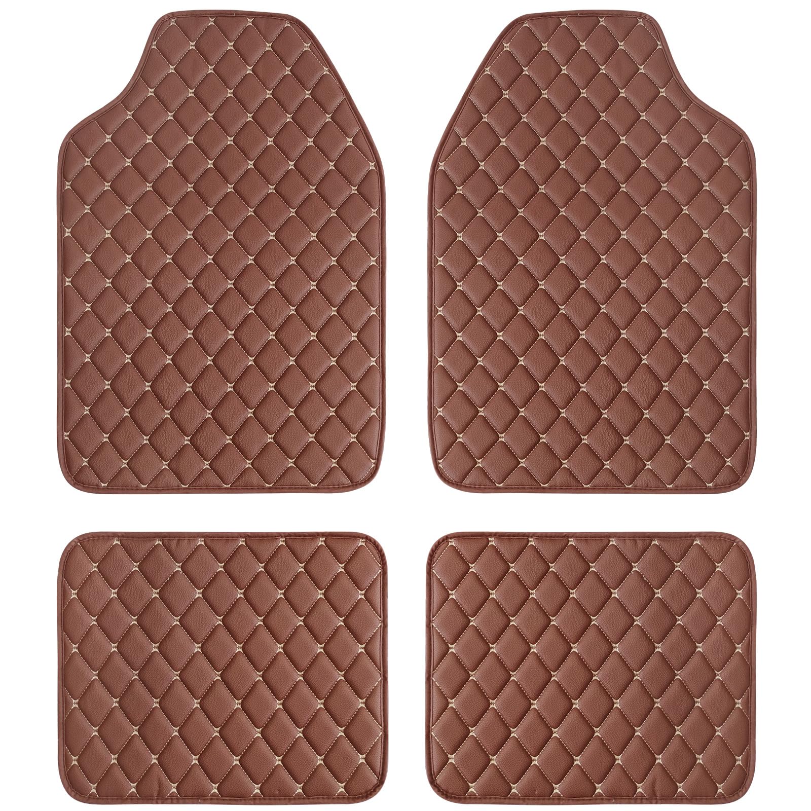 Premium Luxury Leather Car Mats - Universal Fit All Weather Floor Mats for Car, SUV, Van & Truck | Waterproof & Durable Interior Protection for Daily Commute & Road Trips