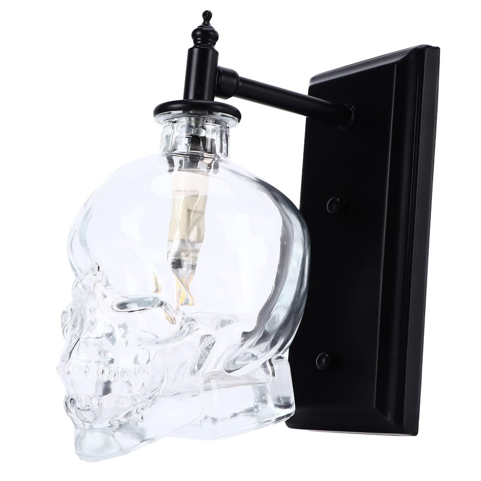 Vintage Industrial Skull Lamp - Iron & Glass Wall Mounted Light with G9 Bulb (110-220V) for Bedroom, Corridor, Bar, or Gothic Home Decor