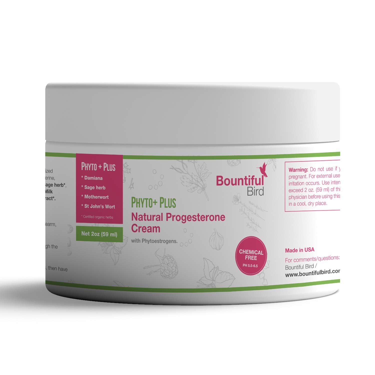 Natural Progesterone Cream with Organic Phytoestrogens - Bioidentical USP, Paraben-Free & Soy-Free, 2 oz | Hormone Balance for Women, PMS & Menopause Relief
